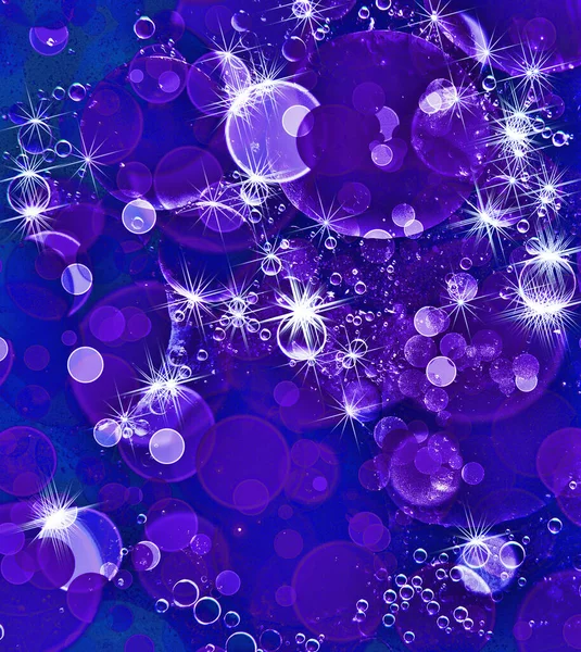 抽象的な背景に適した紫色の泡と輝く星のパターン — ストック写真