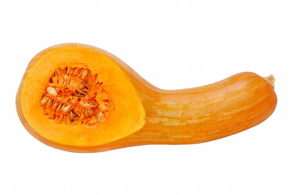 Calabaza Amarilla Rodajas Maduras Con Semillas Interior Aisladas Sobre Fondo — Foto de Stock