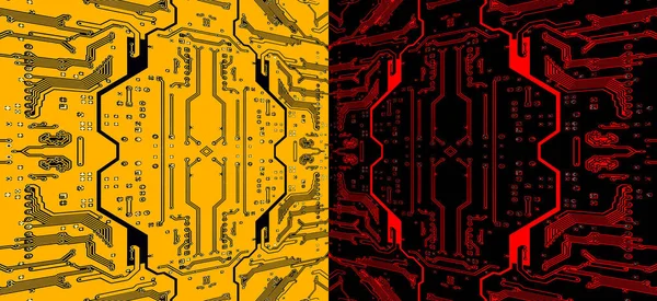 Red Yellow Circuit Board Pattern Suitable Abstract Technology Background Digitally — Stock Photo, Image