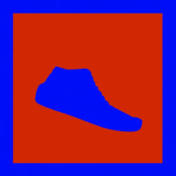 Blue Gym Shoe Silhouette Red Background Label Template — 스톡 사진