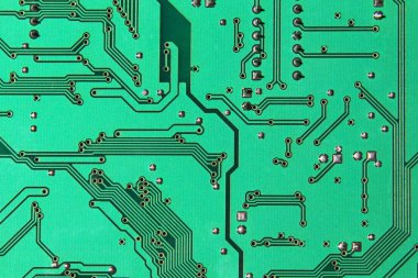 Closeup alınan yeşil elektronik microcircuit.