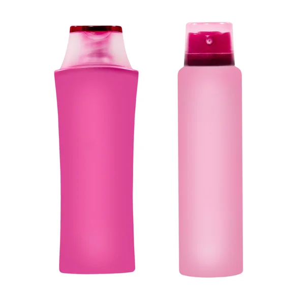 Two pink cosmetic containers.Isolated. — Stock Photo, Image