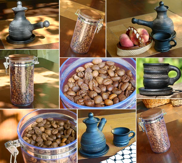 Collage with different images about coffee theme. — Stock Photo, Image