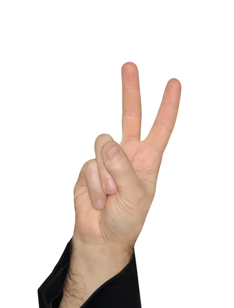 Man hand showing the victory sign. — Stock Photo, Image