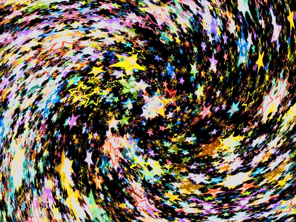 Bright multicolored stars swirl as abstract background. — Stock Photo, Image