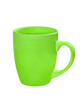 Yeşil seramik çay bardağı. İzole.