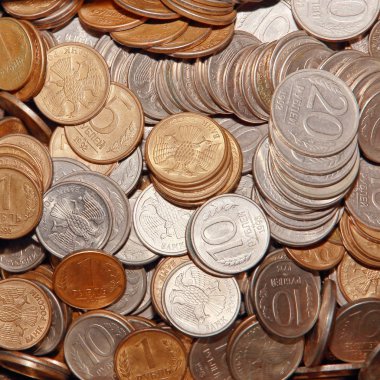 closeup arka plan olarak alınan Rublesi paralar.