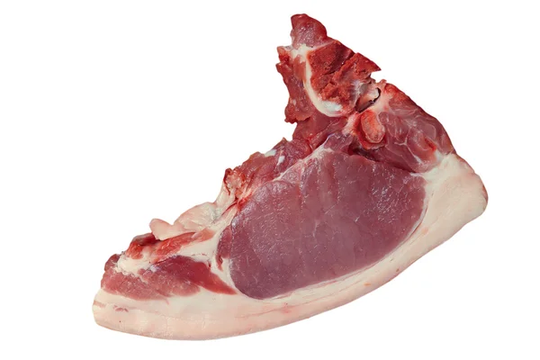 Сире м'ясо свинини взято крупним планом. Ізольовані . — стокове фото