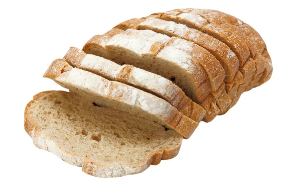 Smakelijk gesneden brood geïsoleerd op wit. — Stockfoto