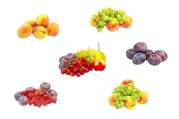 Conjunto de frutas maduras aisladas en blanco . — Foto de Stock