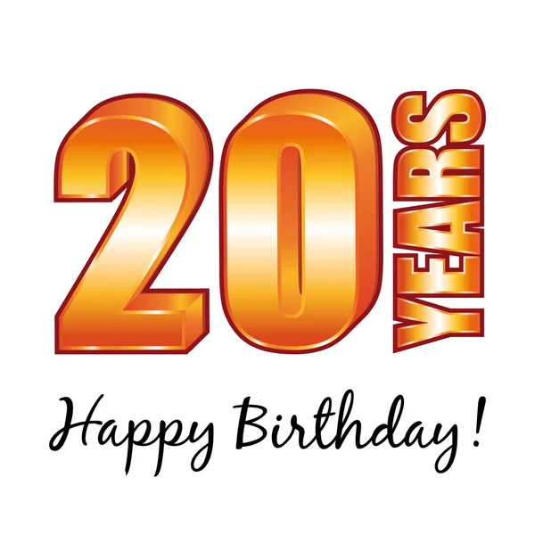 Happy birthday. 20 years old vector greeting card. — Διανυσματικό Αρχείο
