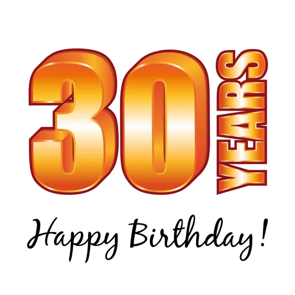 Happy birthday. 30 years old vector greeting card. — Stock Vector