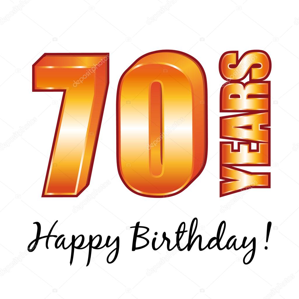 Happy Birthday 70 Years Old Vector Greeting Card — Stock Vector