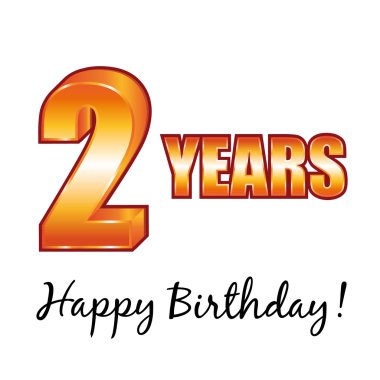 Happy birthday. 2 years old vector greeting card.