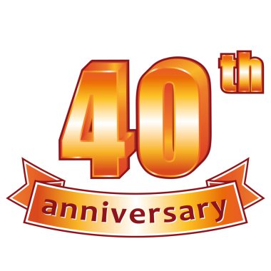 40th anniversary. Golden vector label.