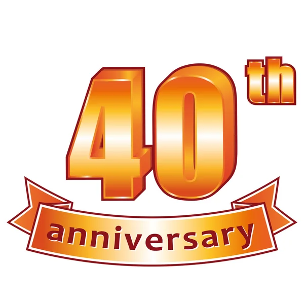 40º aniversario. Etiqueta vector dorado . — Vector de stock