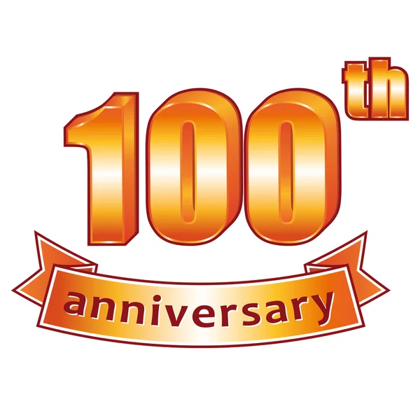 100th anniversary. Golden vector label. — Stock Vector