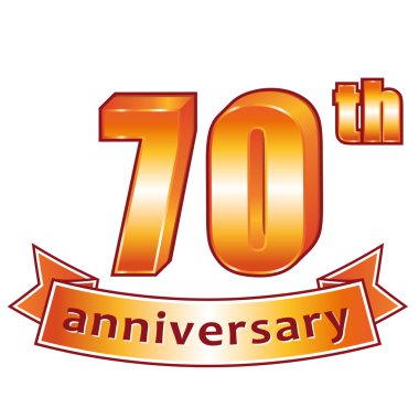 70th anniversary. Golden vector label.