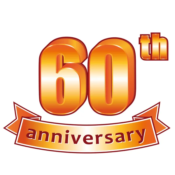 60th anniversary. Golden vector label. — Stock Vector