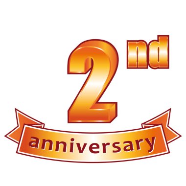 2nd anniversary. Golden vector label.