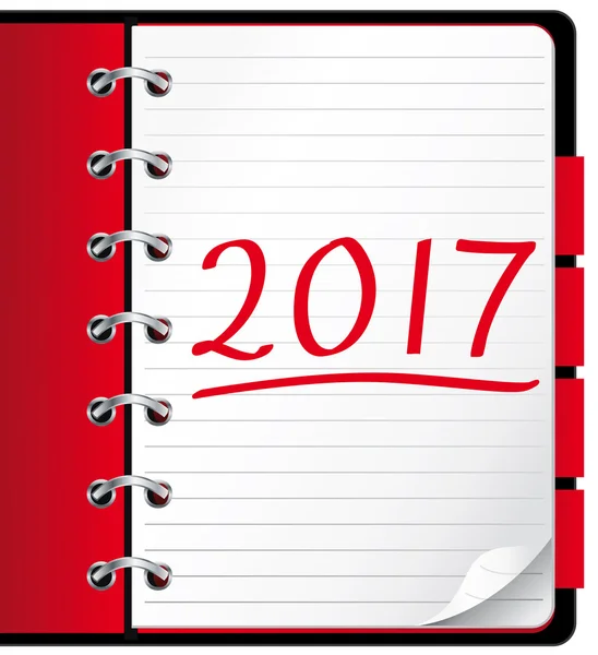 Agenda 2017. Quaderno rosso. Illustrazione vettoriale . — Vettoriale Stock