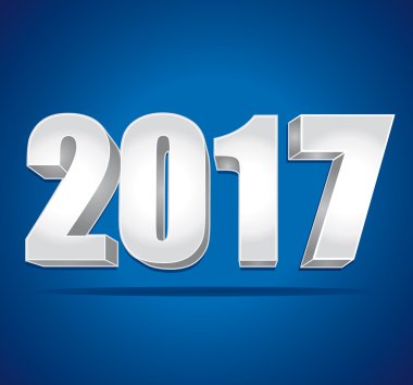 2017 mutlu yeni yıl tebrik kartı mavi bir arka plan üzerinde ı. gümüş numaraları.
