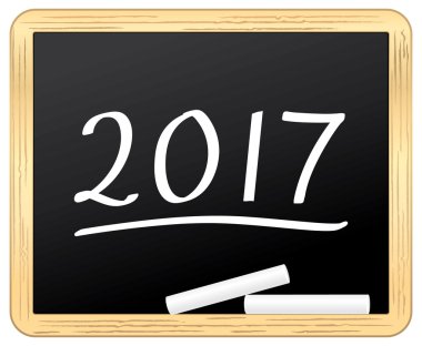 Yeni yıl 2017 okul mazisi üzerinde. Vektör simgesi.