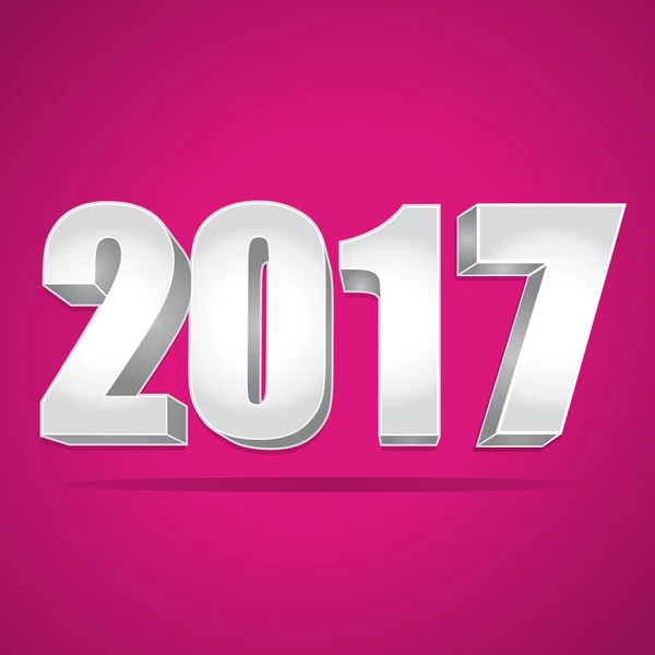 2017 Hyvää uutta vuotta onnittelukortti I. Hopea numerot vaaleanpunainen tausta . — vektorikuva