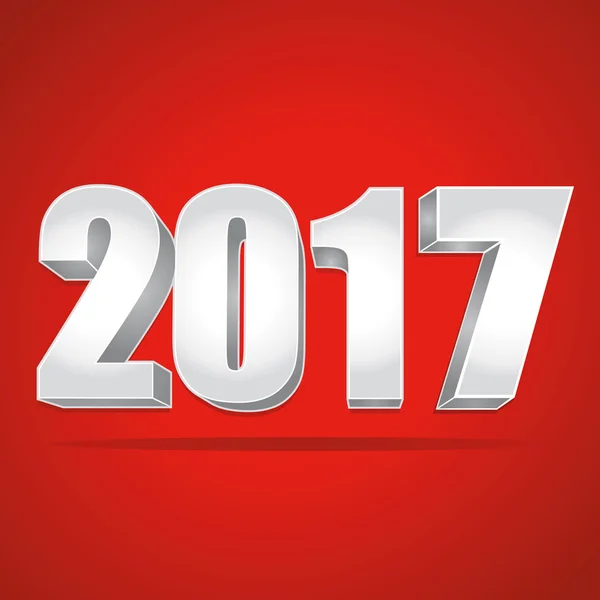 2017 boldog új évet üdvözlő kártya vörös alapon ezüst I. számok. — Stock Vector