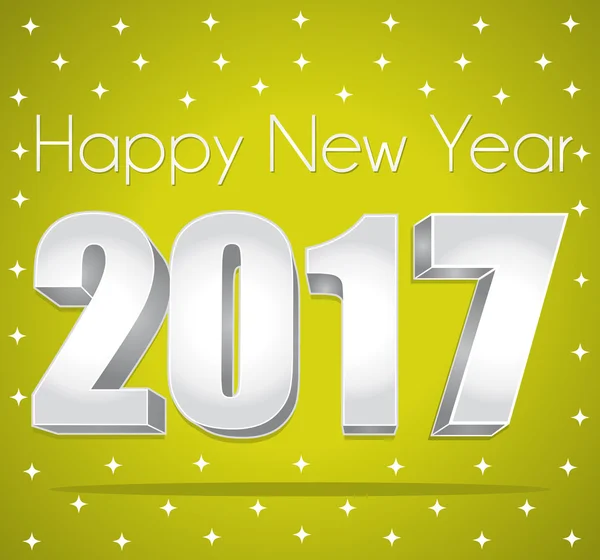 2017 新年あけましておめでとうございます。頑張ってください。緑と銀の星空グリーティング カード. — ストックベクタ