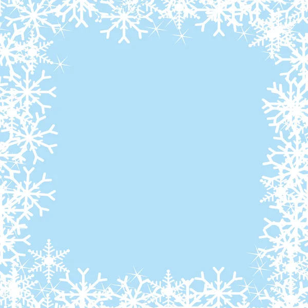 Mooie Sneeuwvlokken Frame Een Blauwe Winter Kerst Marketing Vector Achtergrond — Stockvector