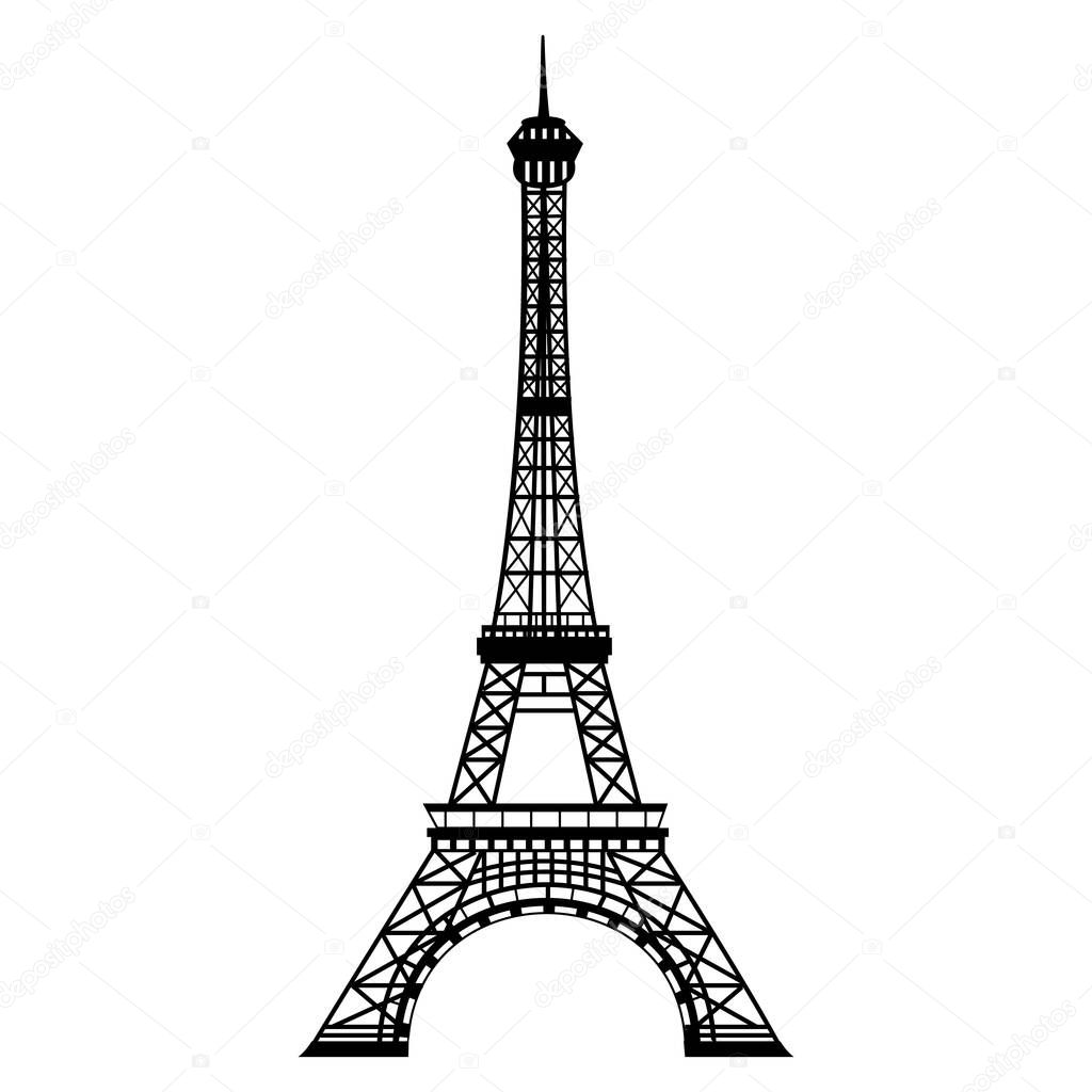 Eiffel tower. Emblem of Paris, capital city of France. Europe. Vector symbol.