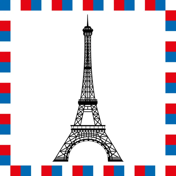 Eiffel Tower Paris France Europe French Flag Frame Vector Illustration — Stock Vector