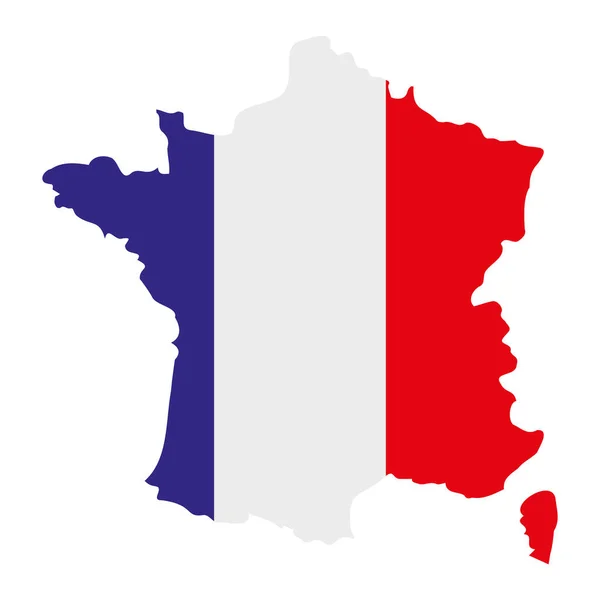 フランスだ 三色の旗とフランスの地図 ベクトルアイコン — ストックベクタ