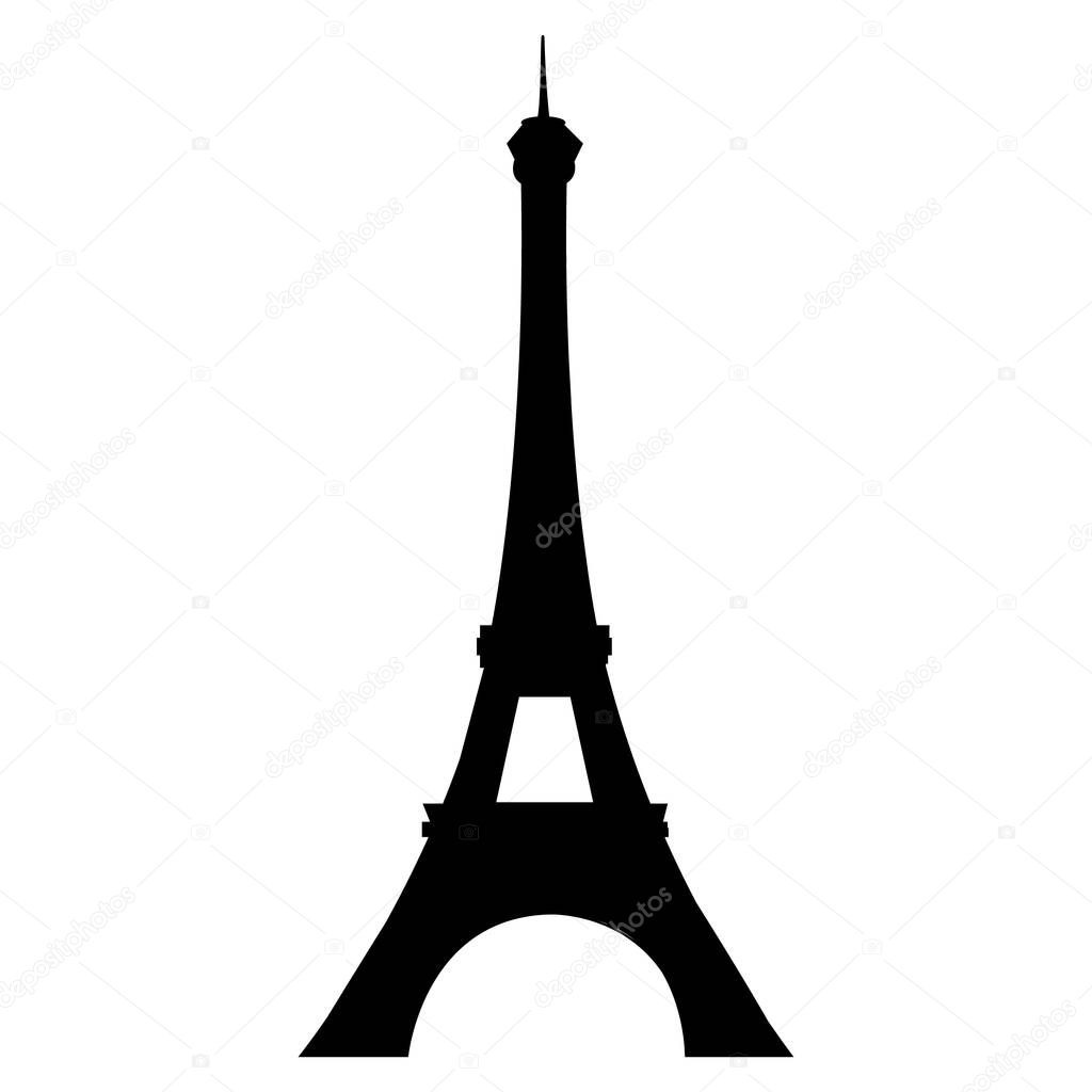 Eiffel tower silhouette. Emblem of Paris, capital city of France. Europe. Vector symbol.