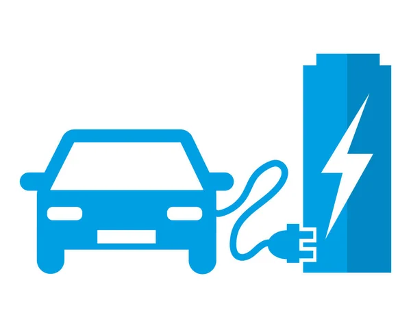 Elektroauto Der Ladestation Blaues Vektor Symbol Abbildung Piktogramm — Stockvektor