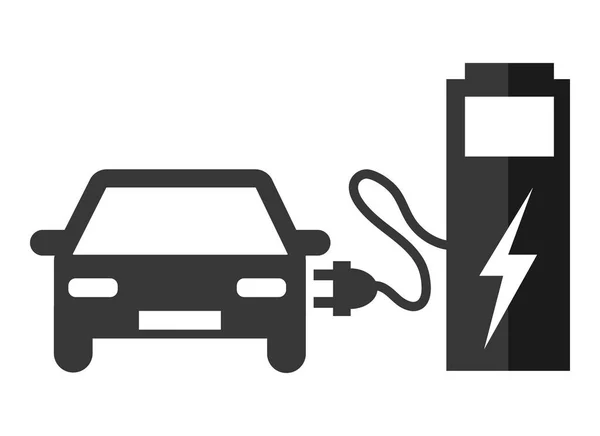 Elektrische Auto Bij Het Laadstation Grijze Vector Pictogram Illustratie Pictogram — Stockvector