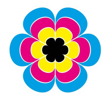 CMYK CMJN Renkli Çiçek. Vektör yazdırılmış illüstrasyon II.