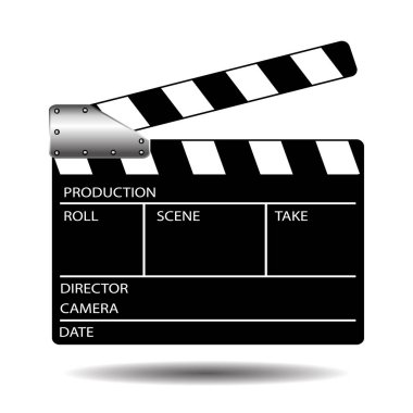 El çırpma tahtası. Film endüstrisi. Vektör sinema simgesi.