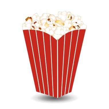 Büyük patlamış mısır paketi. Sinema konsepti. Vektör simgesi.