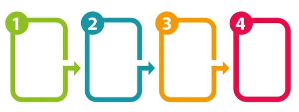 Τέσσερα Βήματα Κουτιά Εργασίες Βρίσκονται Εξέλιξη Επικοινωνία Μάρκετινγκ Πρότυπο Διανύσματος — Διανυσματικό Αρχείο