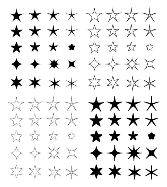 Sterne Formen Ikonen Gesetzt Vektorpaket — Stockvektor