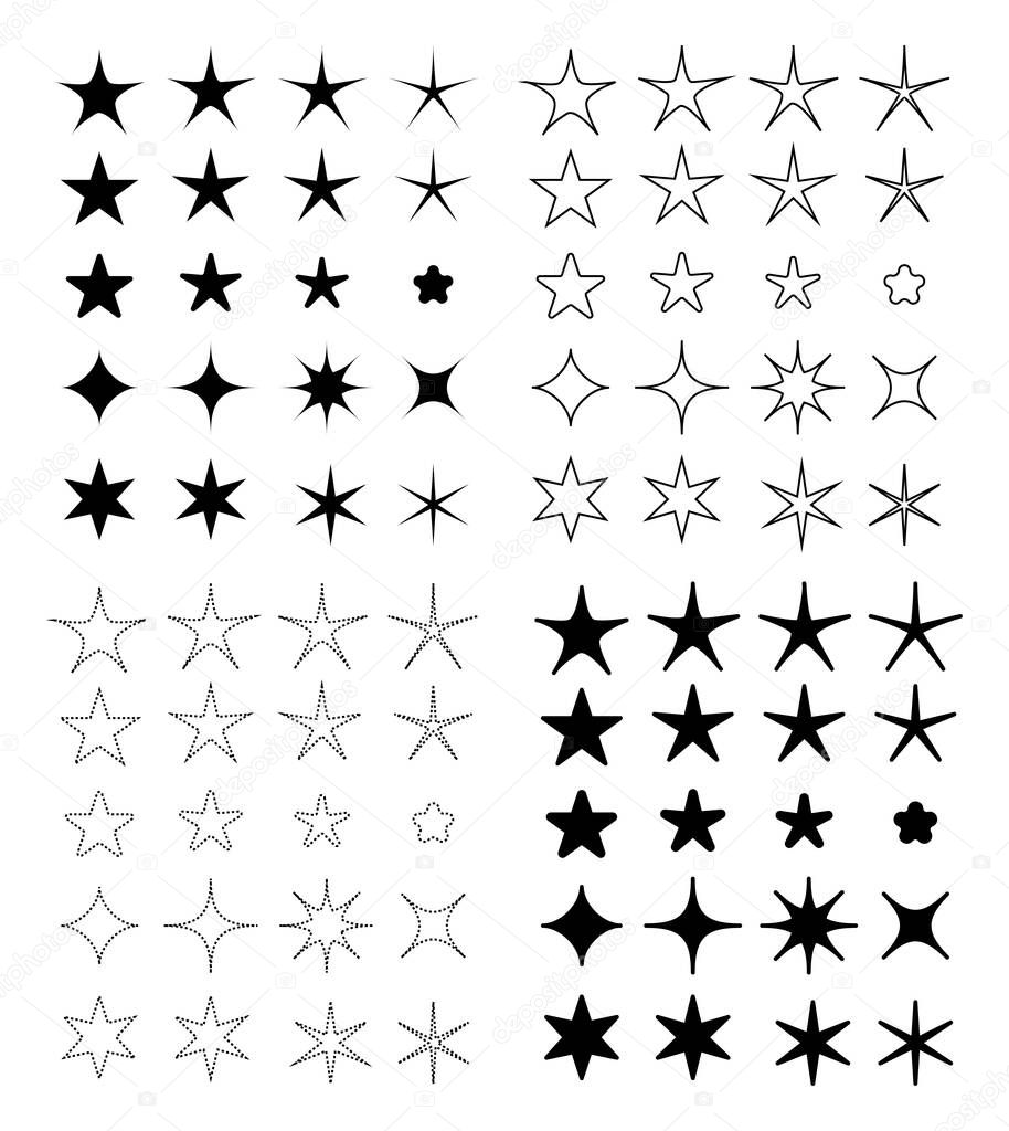 Stars shapes icons set. Vector pack.