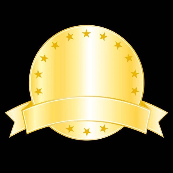 Golden Starry Circle Badge Banner Vector Icon — Stock Vector