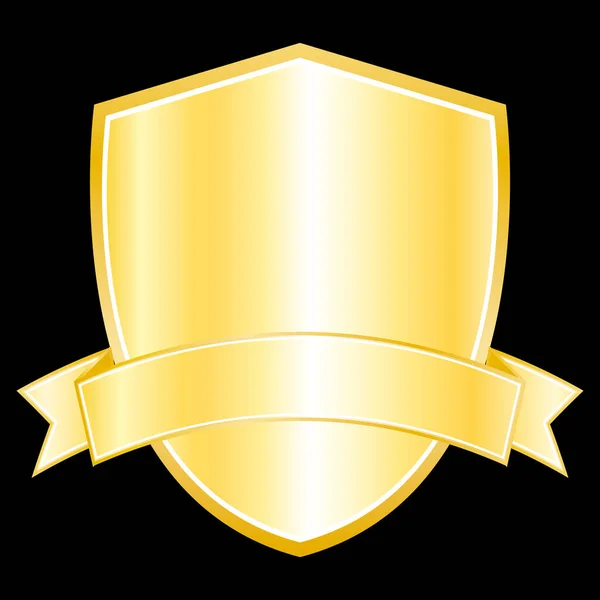 Золотий Щит Прапором Векторна Ілюстрація Піктограми — стоковий вектор