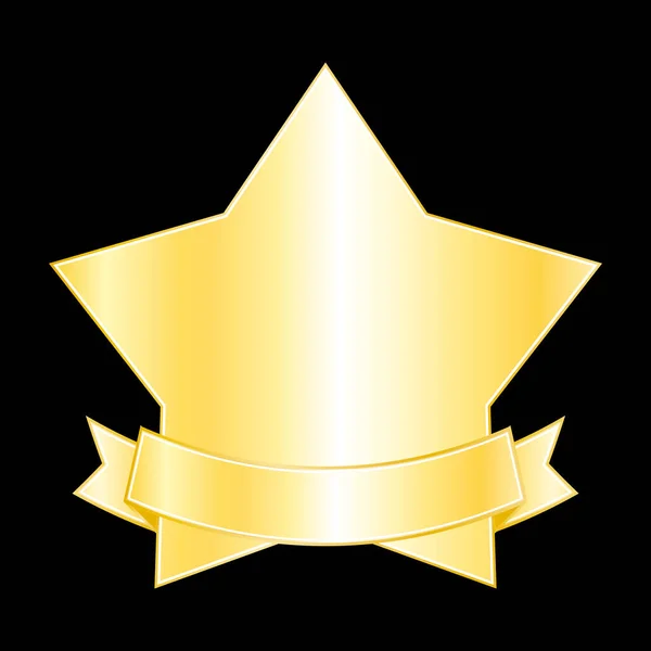 Gouden Ster Medaille Met Spandoek Vector Pictogram Illustratie — Stockvector