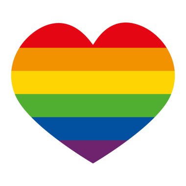 Kalp şeklinde LGBTQ + bayrağı. Vektör simgesi.
