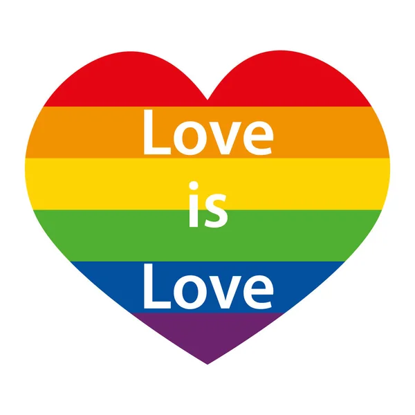 Kalp Şeklinde Lgbtq Bayrağı Aşk Aşktır Vektör Simgesi — Stok Vektör