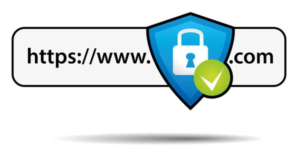 Secure Website Navigation Bar Blue Shield Green Check Mark Vector — Stock Vector