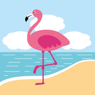 Pembe flamingo. Vektör illüstrasyonu.